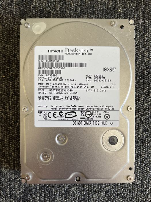 Disco Rígido SATA 250 GB