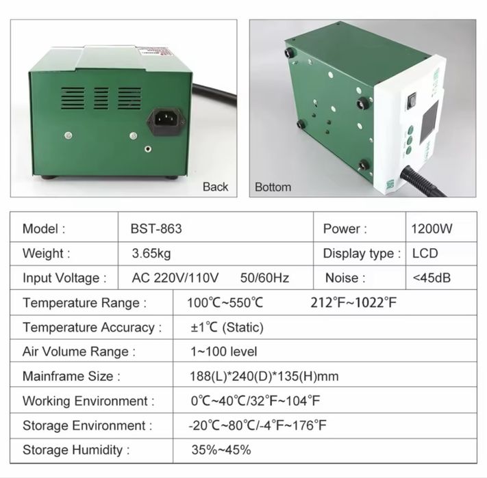Estação de trabalho de ar quente BST-863