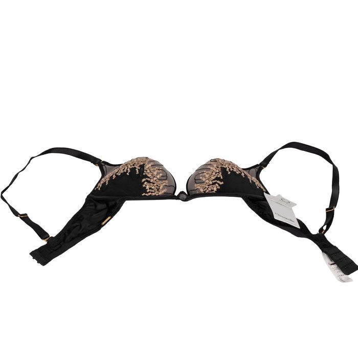 Biustonosz Chantelle 70C czarny z haftem push-up NOWY outlet