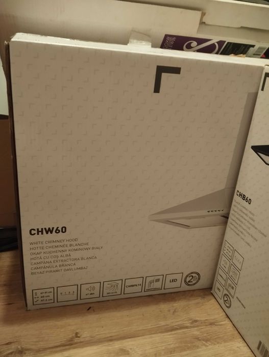 Okap kominowy kuchenny biały i czarny