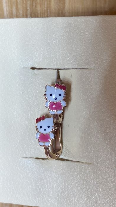 Золоті дитячі сережки Hello Kitty