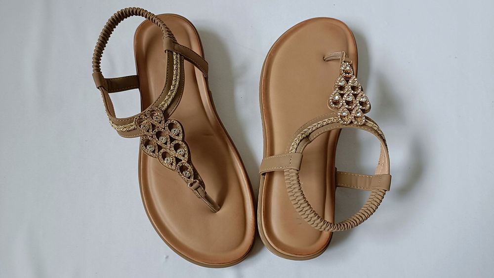 Damskie sandały z diamentami, styl boho r. 42