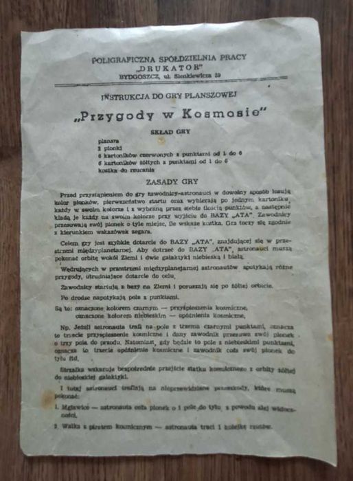 Stara gra planszowa z PRL - Przygody w kosmosie, kompletna