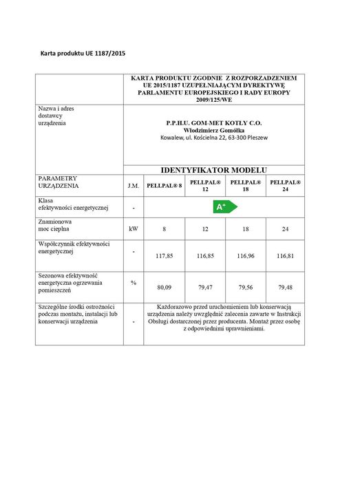 Piec kocioł na pellet typu PELLPAL 18 kW 5 klasa i ecodesign