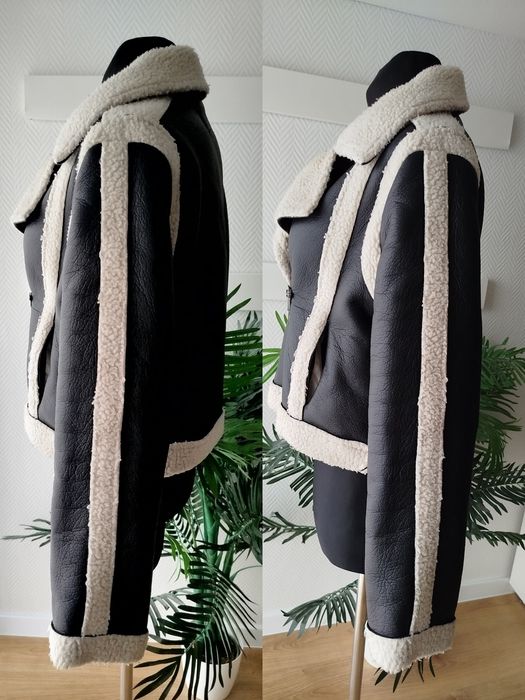 Ramoneska czarna ocieplana z kożuchem baranek Sinsay M oversize