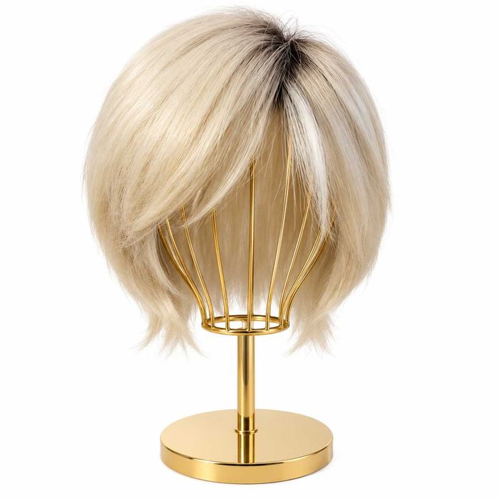 Peruka naturalna bob blond z grzywką Monsanta mono , cieniowana -Nessaja salon peruk
