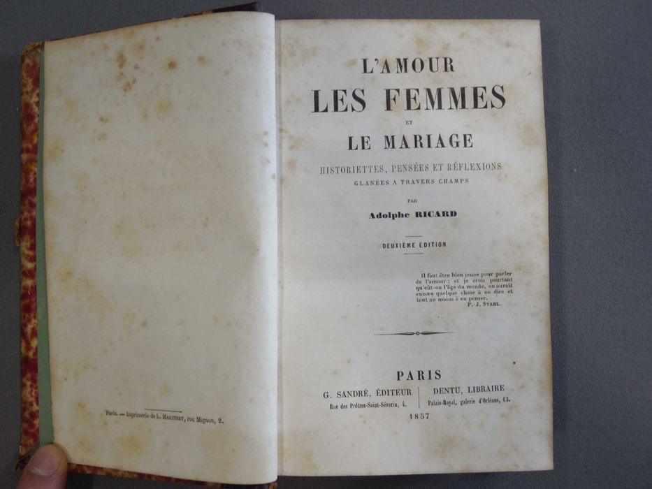 Livro L'Amour les Femmes et le Mariage