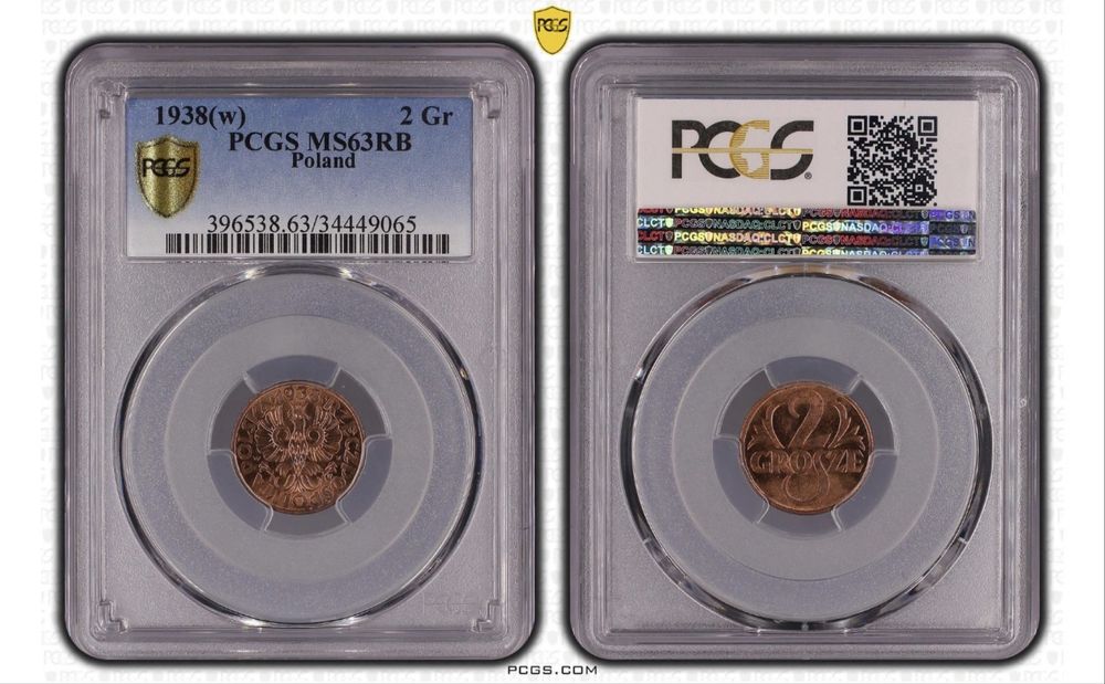2 grosze 1938 PCGS MS63 RB