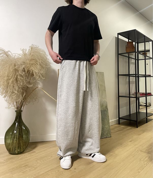 Широкі спортивки BAGGY SWEATPANTS m l xl сірі спортивні штани серые спортивки на утяжках котон бегги loose wide fit