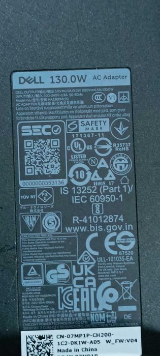 Carregador Original Dell 130W USB-C a 100% (funcional e a nível estético)