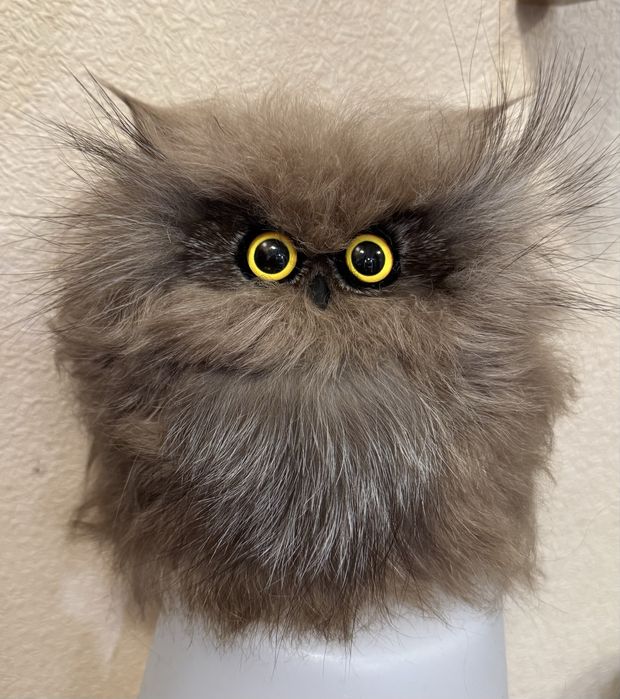 Декоративная сова ,сувенир ,шерсть ламы