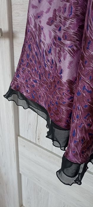 Slip dress sukienka bieliźniana halka fiolet tiul rozcięcie z boku M