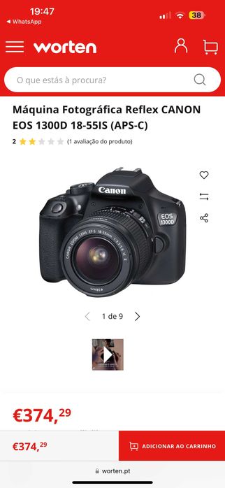 Canon 1300 D + lente 18-135mm + bolsa de oferta