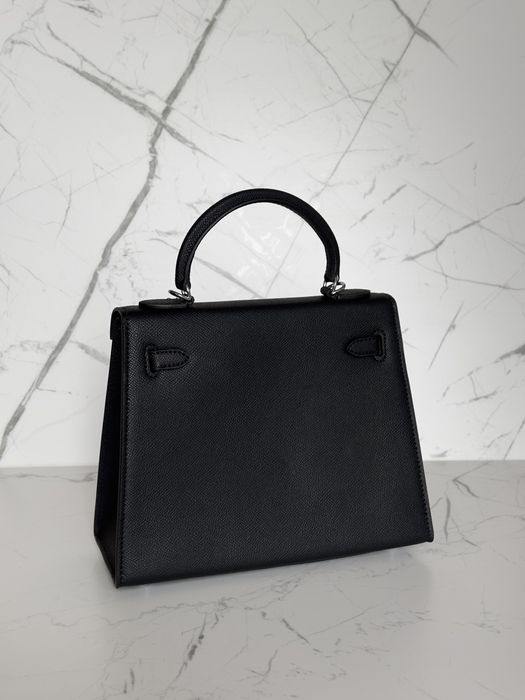 Сумка Hermes Kelly 25 см чорна натуральна шкіра epsom, Ермес Келлі, Эрмес Келли натуральная кожа, повний комплект