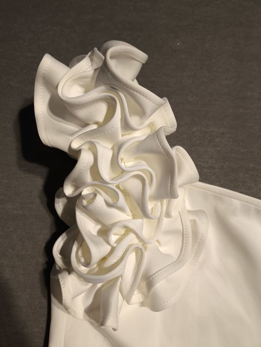 Biała suknia sukienka ślub cywilny długa jednoramienna