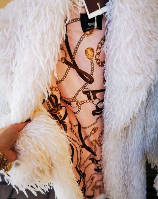 Luksusowe futro futerko sztuczne płaszcz typu LAMA