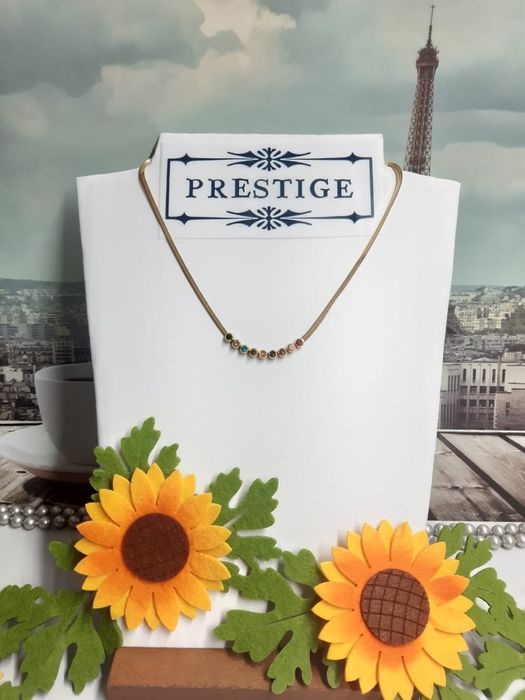 Colar em aço inoxidável com zircónia coloridas