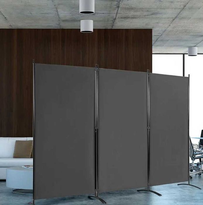 Parawan 3-panelowy szary 260 x 180 cm h