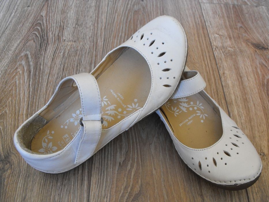 Buty F&F 35/36 UK3 22cm białe skórzane balerinki Skóra* baleriny BDB