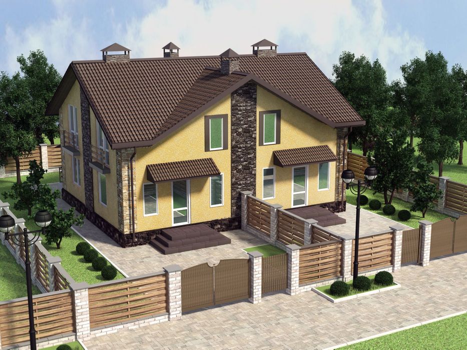 Цегляний газифікований дуплекс з ділянкою 2 сотки