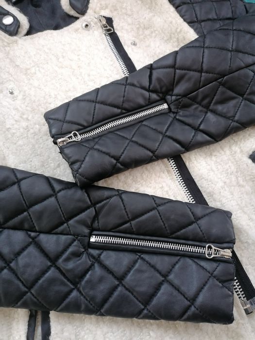 Lekka kurteczka baranek, skórzane rękawy