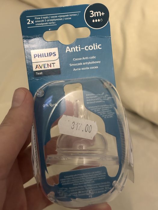 Соска anti-colic avent +3м розмір 3