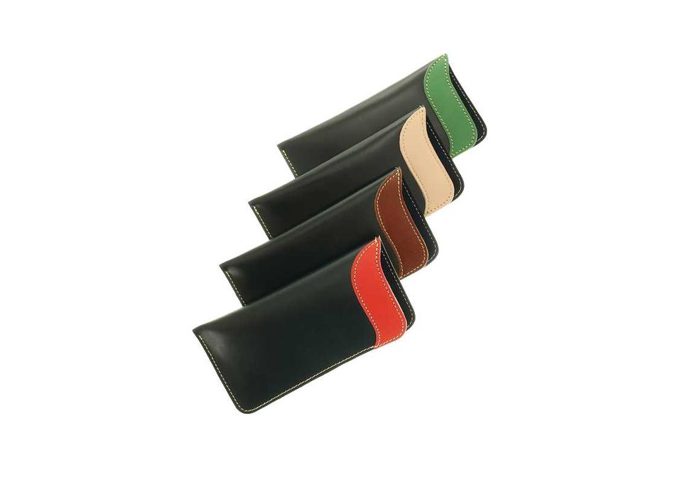 Futerał skórzany na okulary wsuwka etui na okulary GRANATOWE skóra PL