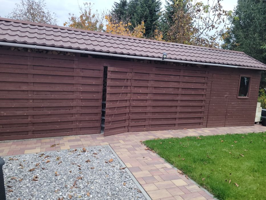 Wiata domek narzędziowy drewutnia.