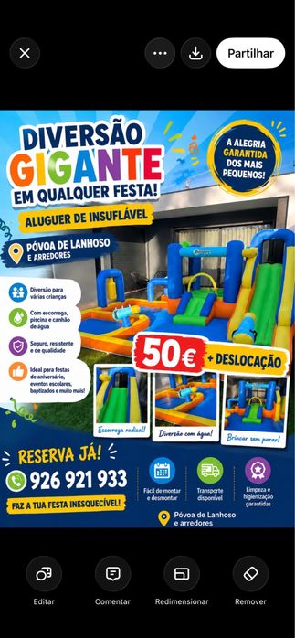 Aluguer de Insuflavel povoa de lanhoso / braga /guimaraes/ vieira do minho