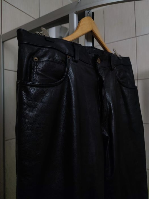 skórzane spodnie L damskie w typie dzwony z rozszerzonymi nogawkami so