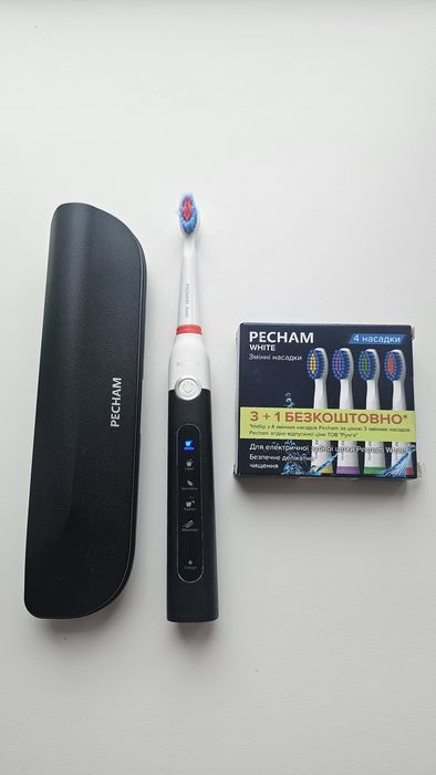 Електрична зубна щітка PECHAM White Travel + 2 насадки + футляр