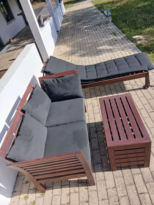 Espreguiçadeira + sofás + mesa/cx arrumação