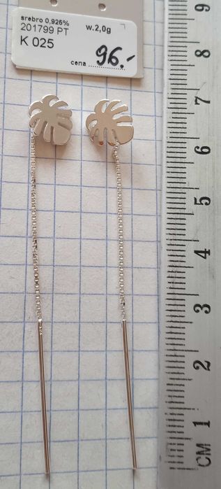 Kolczyki monstera Srebro 925 NOWE przewlekane