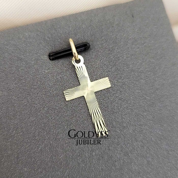 Złota zawieszka krzyżyk diamentowany próby złota 585