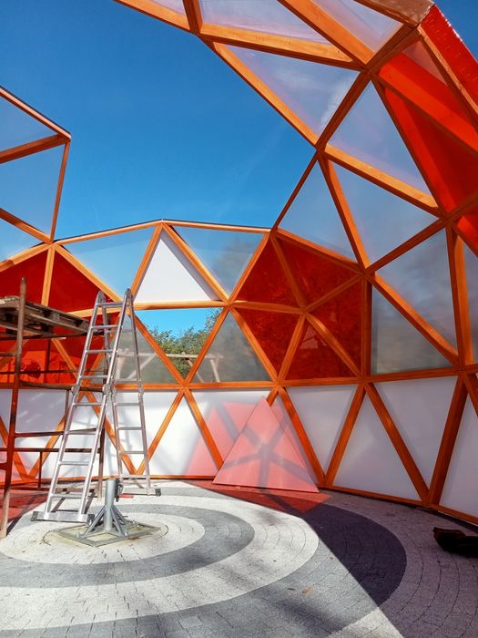 Kopuła geodezyjna 35 m² | Konstrukcja drewniana | Szklarnia | Zadaszenie basenu | Kawiarnia