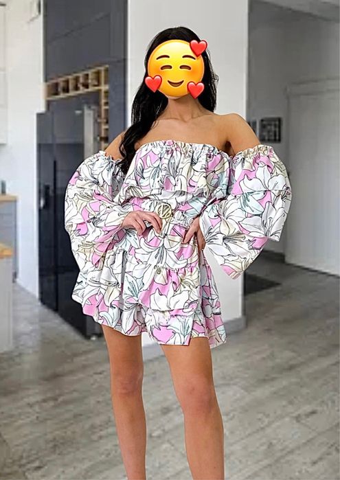 Kombinezon w kwiaty hiszpanka z paskiem calia (Nowy)