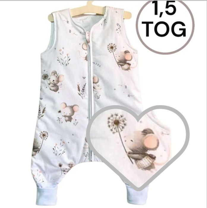 Śpiworek z nogawkami SKARPETA 1,5 tog rozmiar 86-92 wzór - Myszki