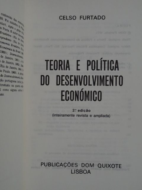 Teoria e Politica do Desenvolvimento Económico de Celso Furtado