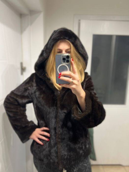 R&J Luxury luksusowa kurtka futro z kapturem z norek M/L nowa 2000Euro