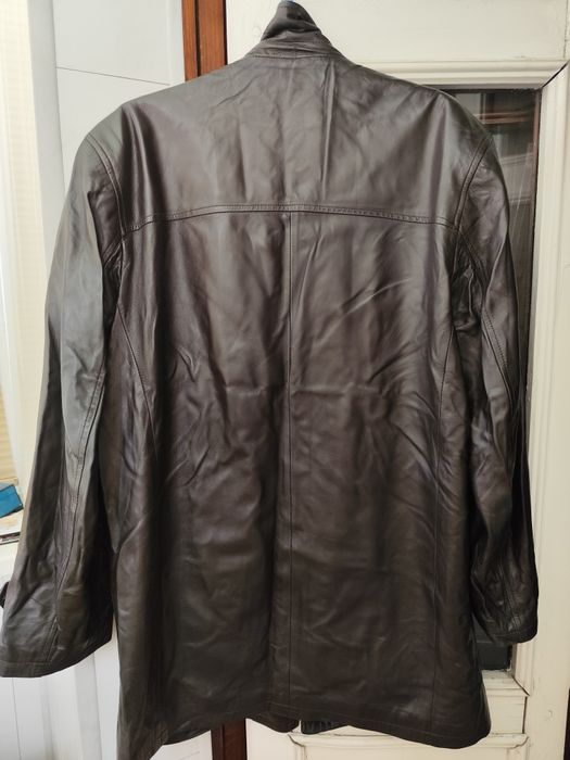 Мужская темно-коричневая кожаная куртка размер 52-56