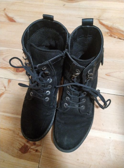 Buty młodzieżowe trzewiki czarne 37 zamsz