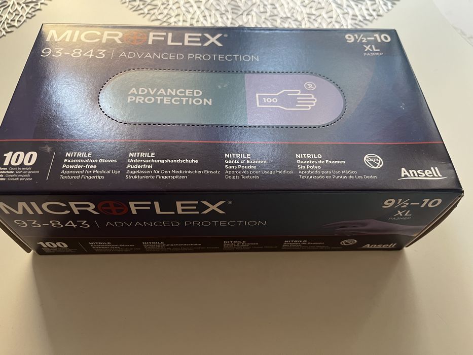 10 paczek rękawice Ansell MicroFlex 93-843 100 szt. Nitryl XL