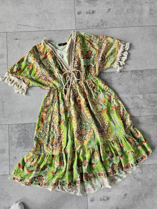Lekka efektowna sukienka Boho luźna wiosna lato Wiskoza