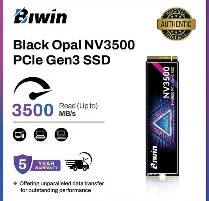 SSD, M.2 PCle Gen3x4  BIWIN Black Opal NV3500 NVMe, 512 гб,