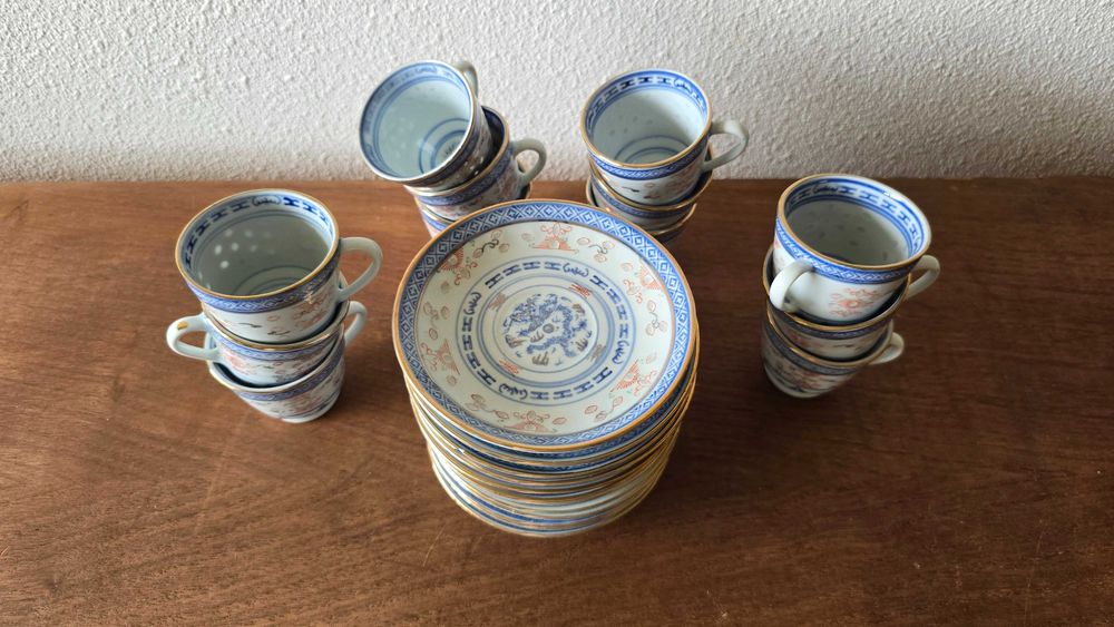 Serviço de café de 12 peças, porcelana chinesa