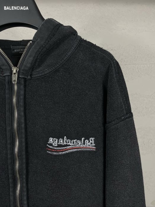 BALENCIAGA худи оверсайз мужское унисекс черное оригинал зип с капюшон