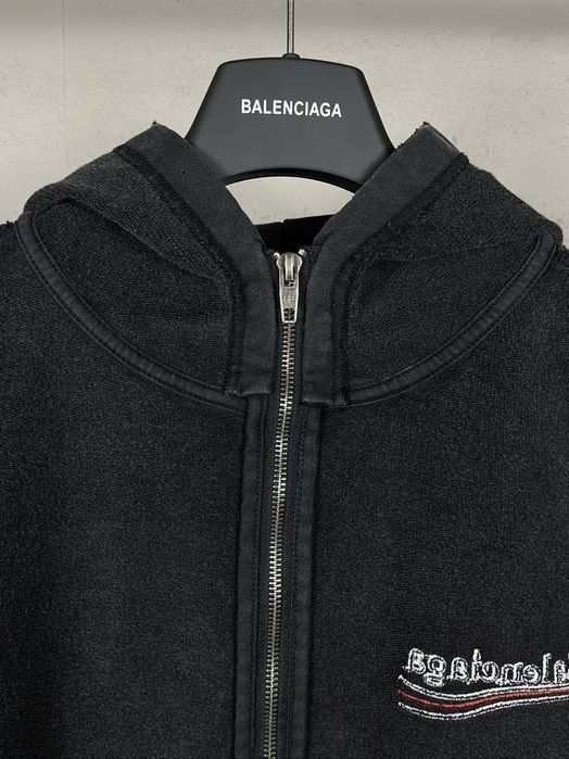 BALENCIAGA худи оверсайз мужское унисекс черное оригинал зип с капюшон