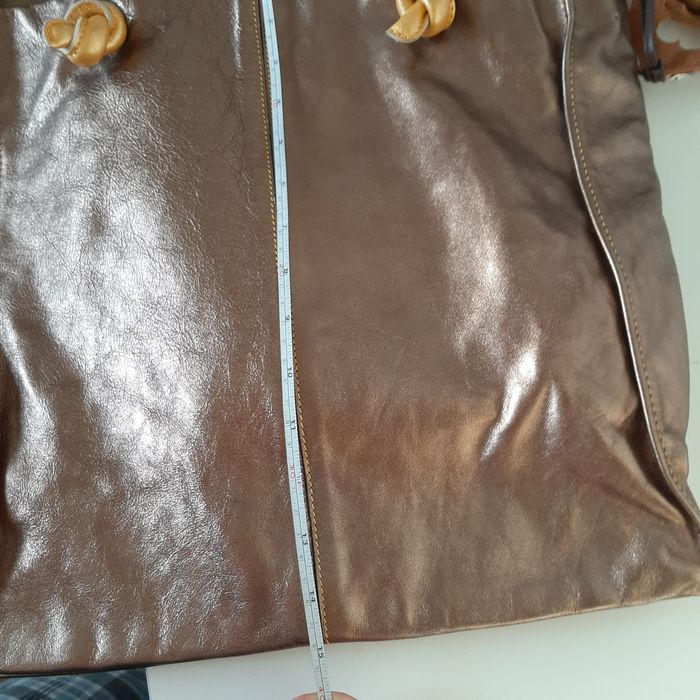 Włoska złota srebrna skórzana duża torba shopper