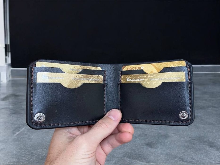 Кошелек мужской кожаный черный| Ручной работы от Dagaz|