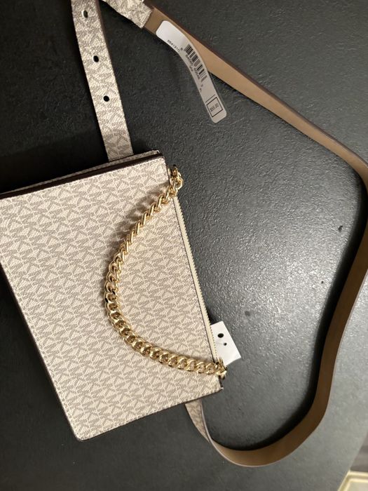 Nerka MK Michael Kors original nowa torebka z paskiem beź brąz mała k